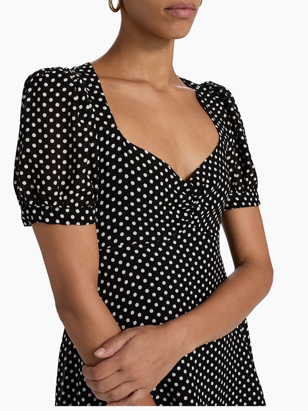NWT REFORMATION Rebecca Polka Dot Mini Dress! - Picture 3 of 11